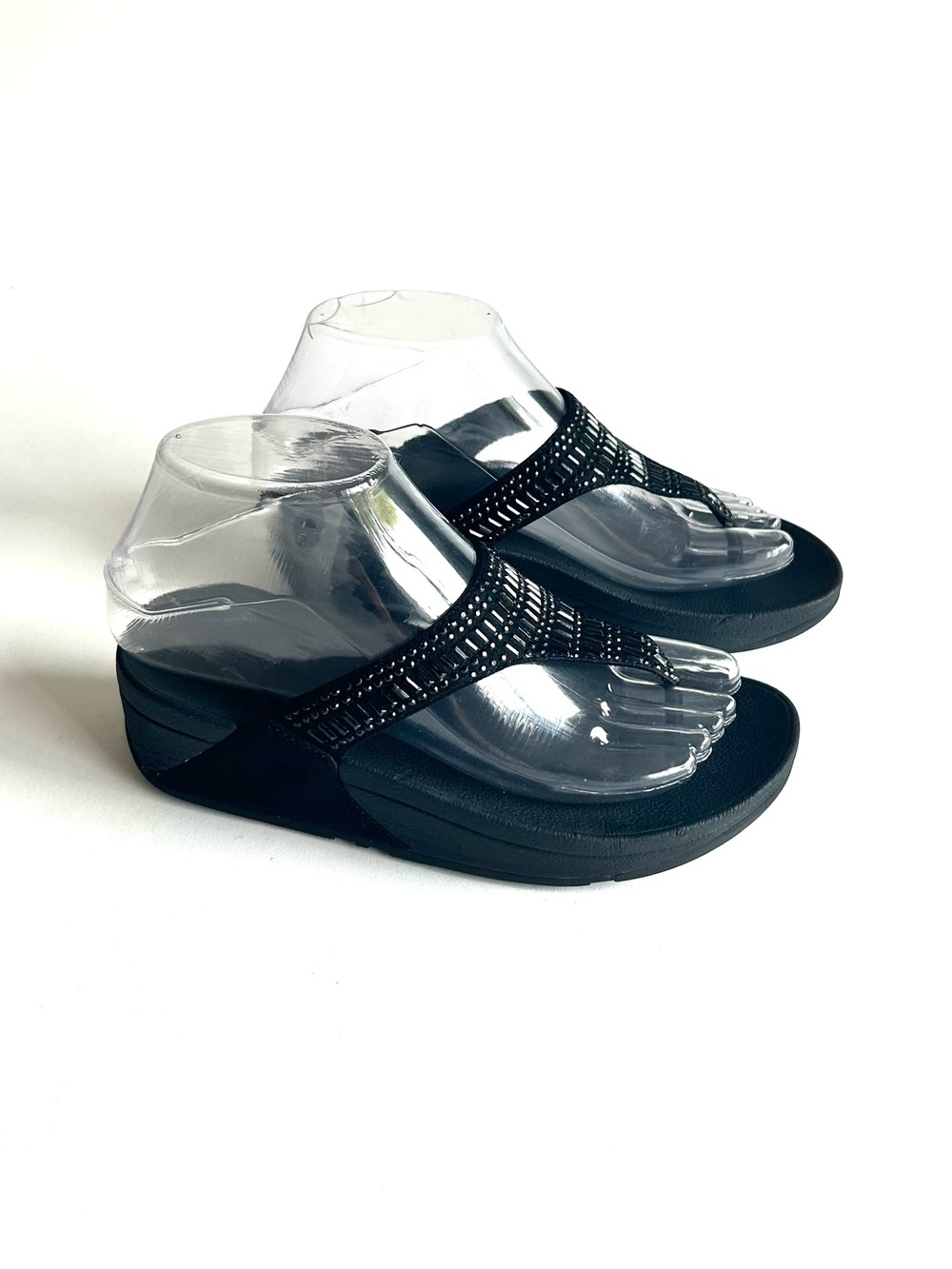 Flitflop Black Textile Glitter Rubber Outsole Flip Flips size 5